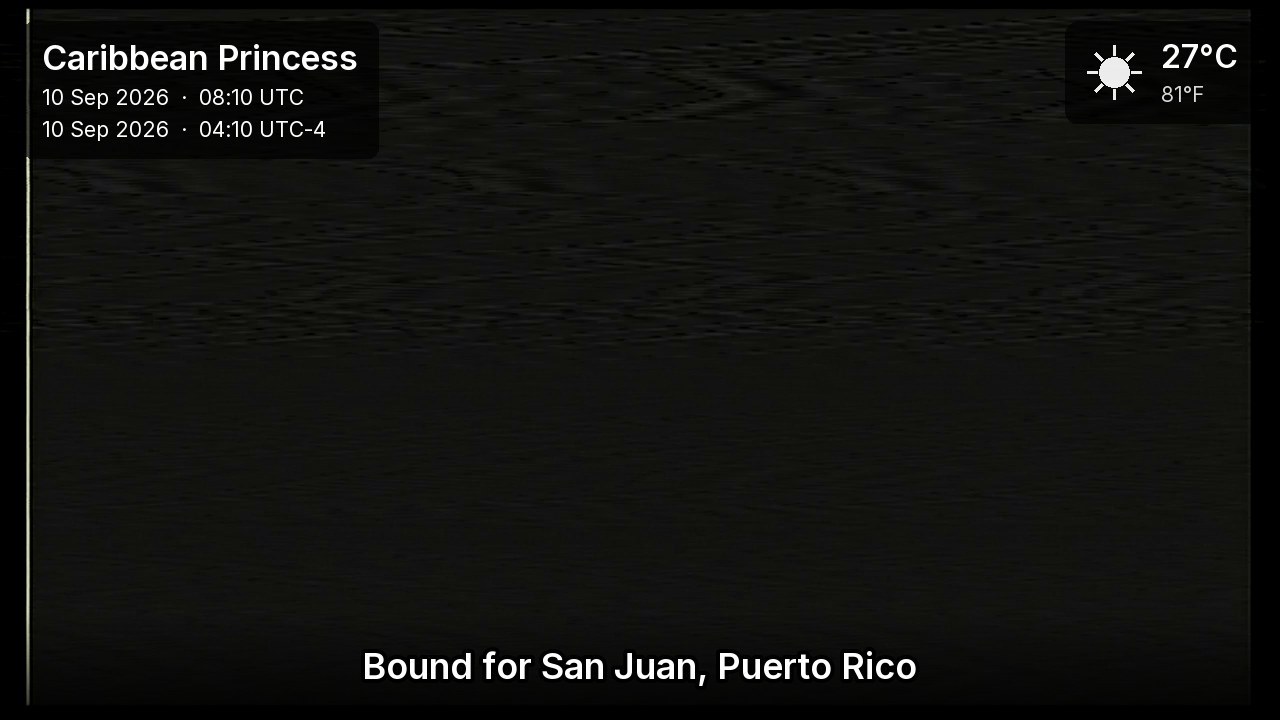 A live picture from the bridge of the Caribbean Princess