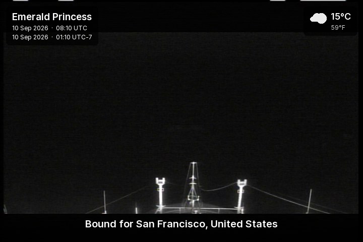 A live picture from the bridge of the Emerald Princess