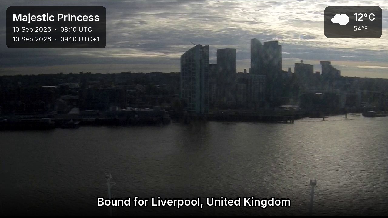 A live picture from the bridge of the Majestic Princess