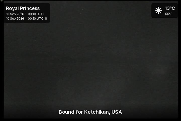A live picture from the bridge of the Royal Princess