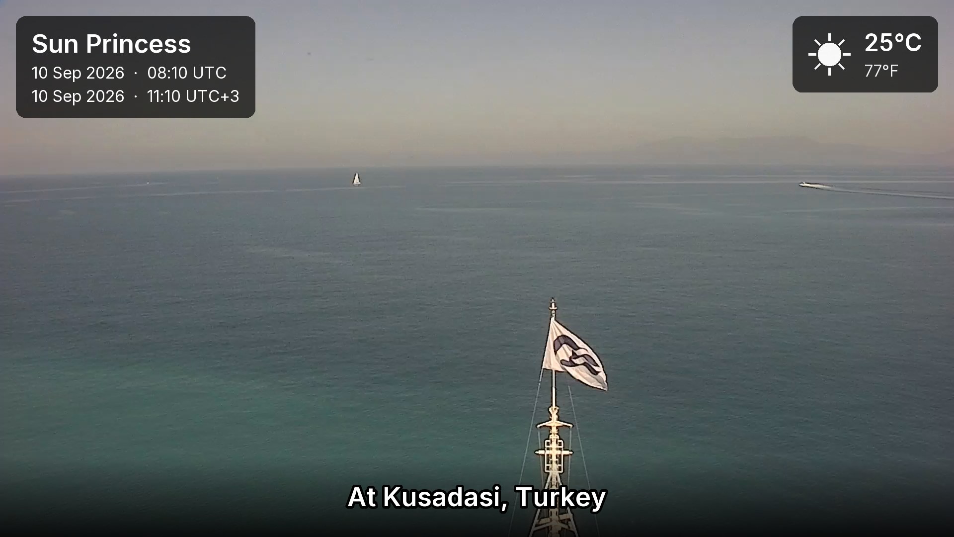 A live picture from the bridge of the Sun Princess
